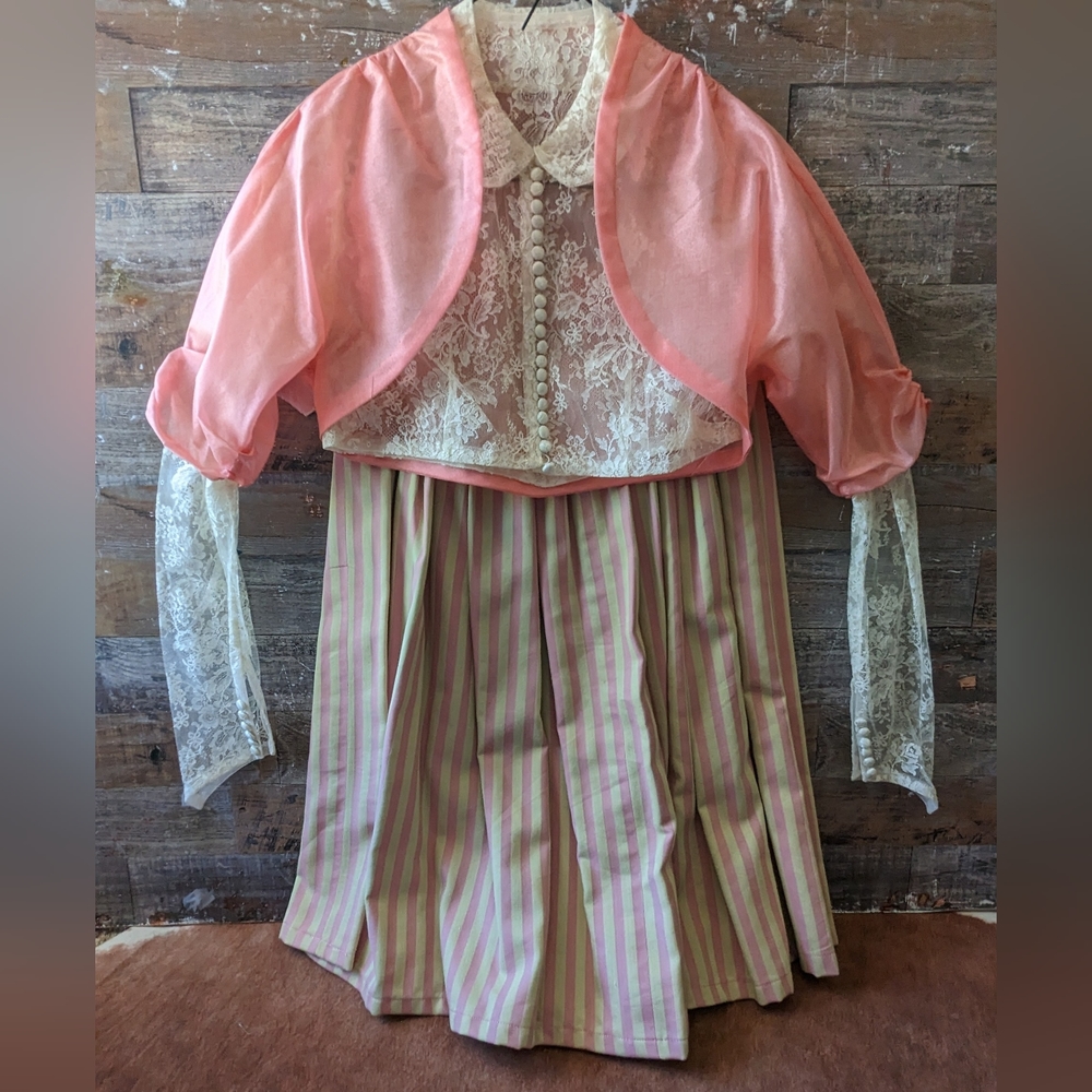 Vintage 1940's 3 Piece Little Girl Jacket Lace Top Skirt